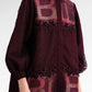 The Monogram Lace Embroidery Shirt - Berry