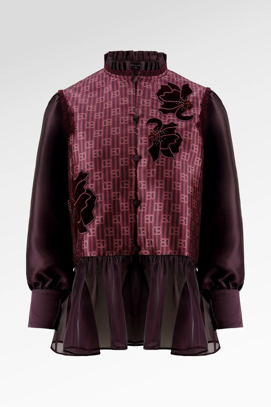 The Monogram Peplum Shirt - Berry