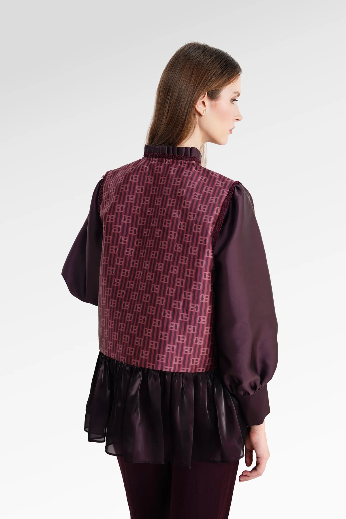 The Monogram Peplum Shirt - Berry