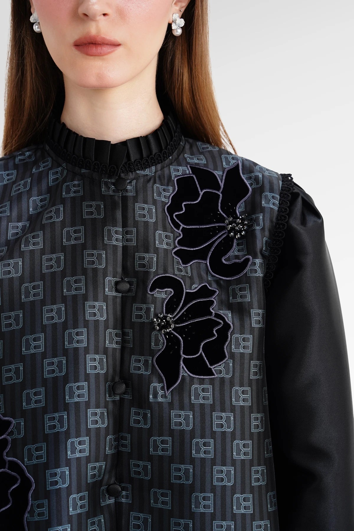 The Monogram Peplum Shirt - Black