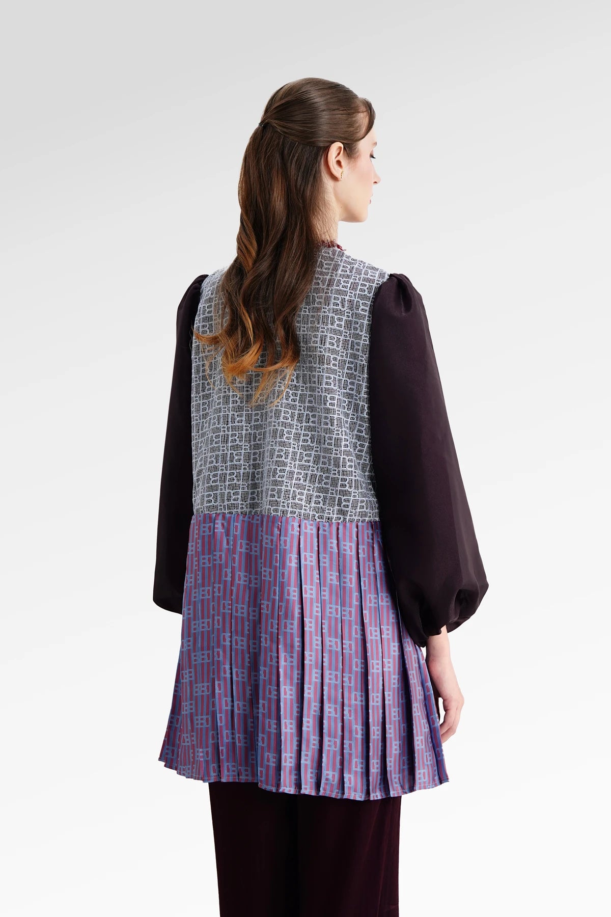 The Monogram Pleated Tunic - Maroon Blue