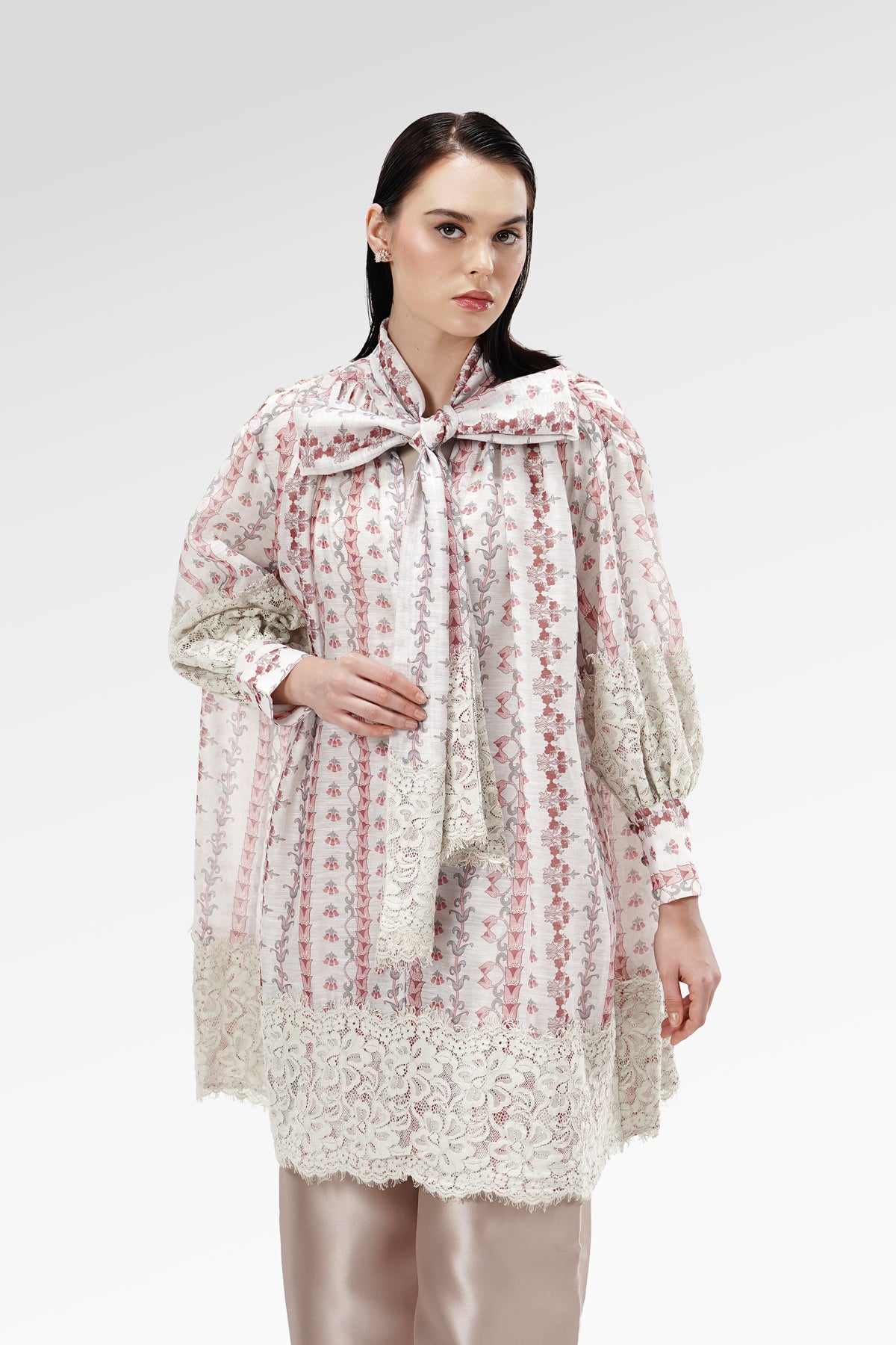 The Regal Bow Embroidery Blouse - Sungold