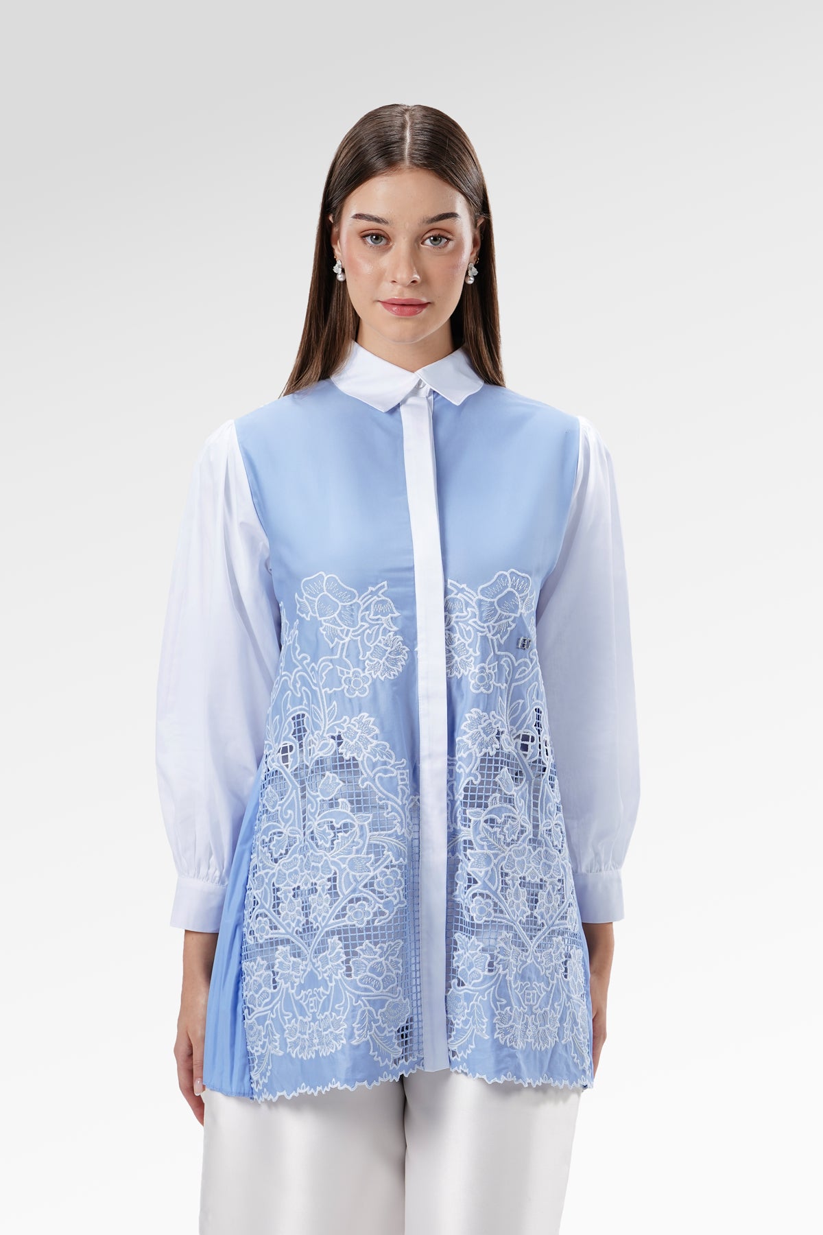 The Regal Embroidery Tunic - Ciel