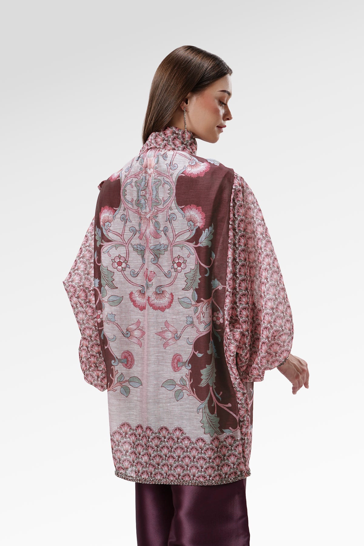 The Regal Loose Bow Blouse - Burgundy