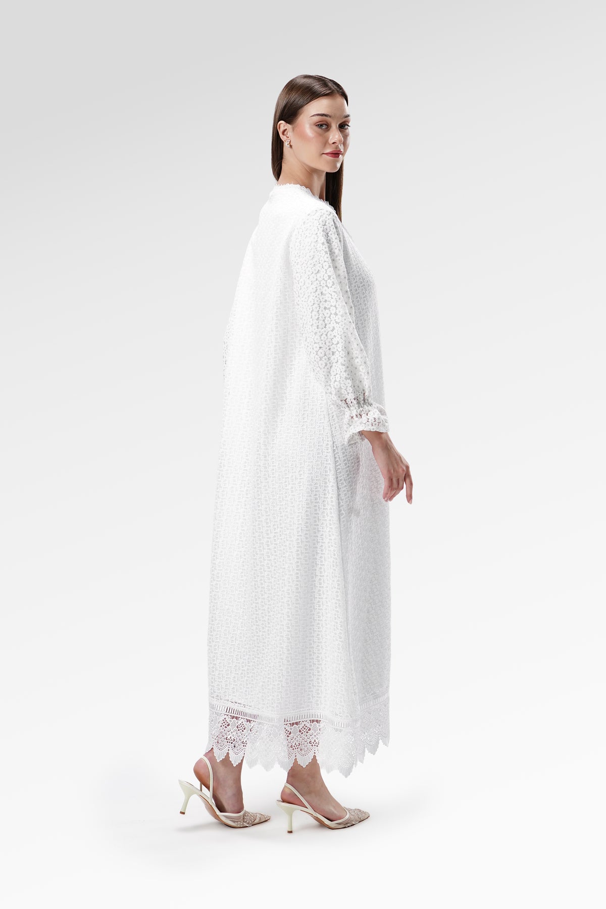 The Regal Poet Lace Dress - White