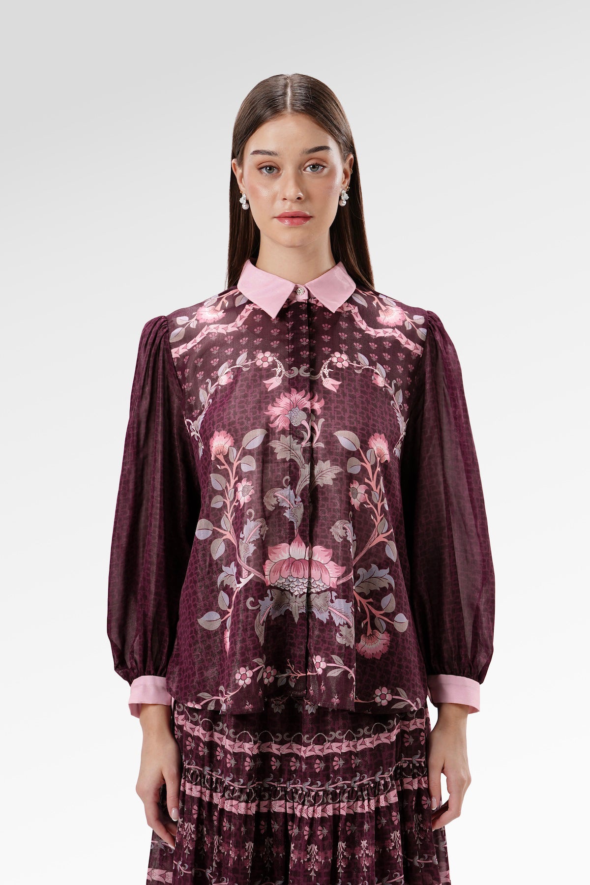 The Regal Sheer Shirt - Burgundy