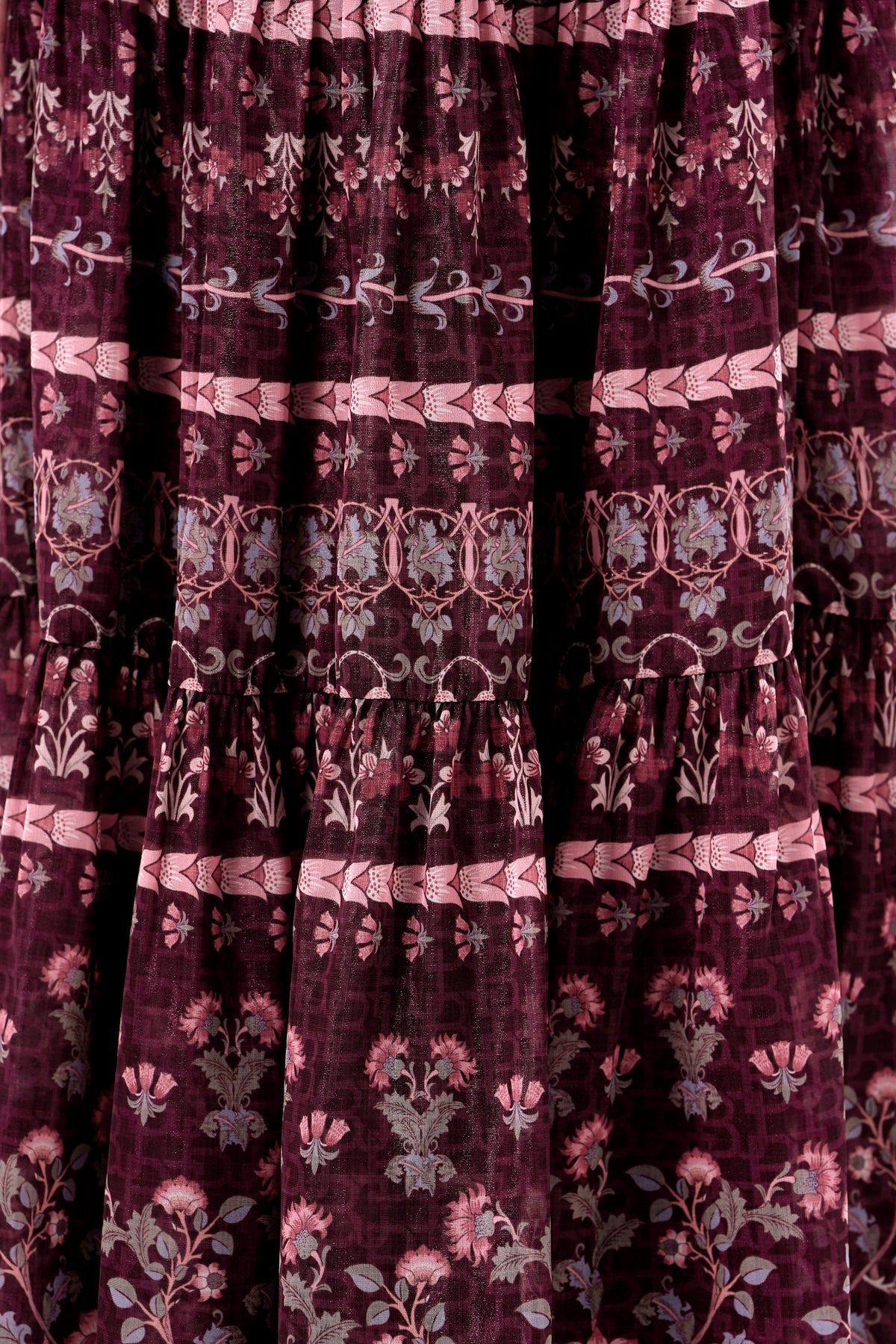 The Regal Tiered Skirt - Burgundy