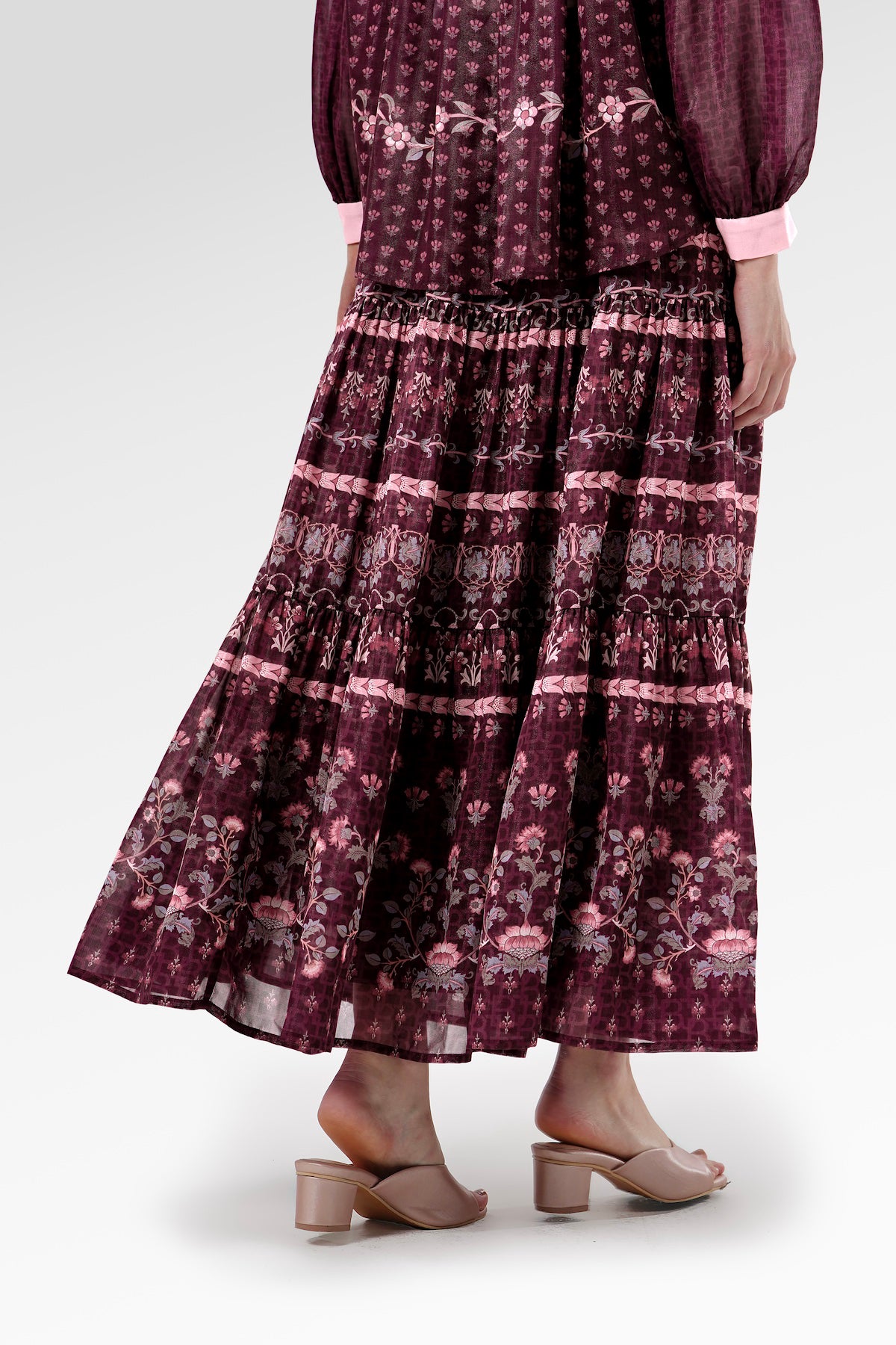 The Regal Tiered Skirt - Burgundy