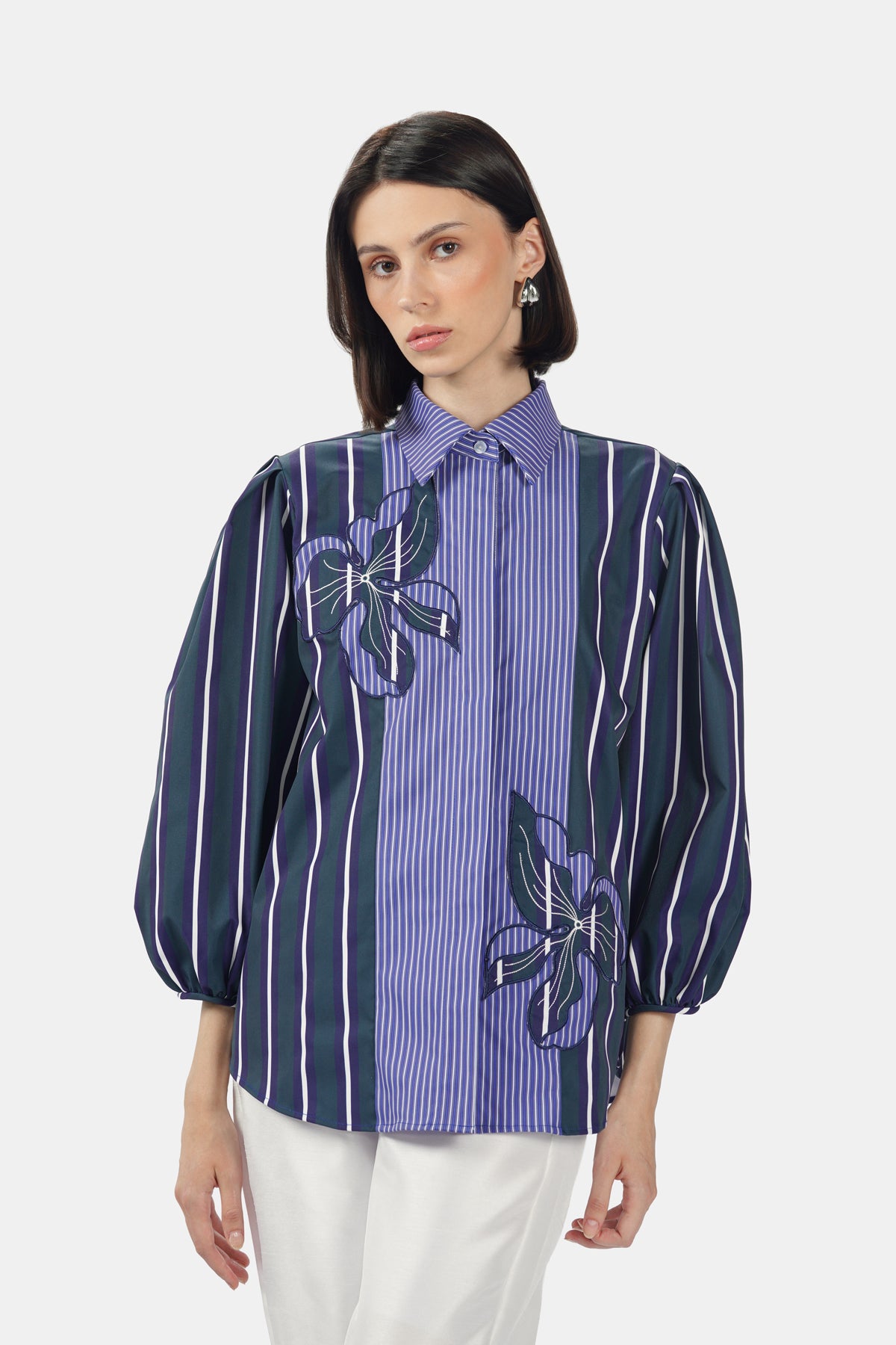 Tanisha Embroidery Shirt - Deep Ocean