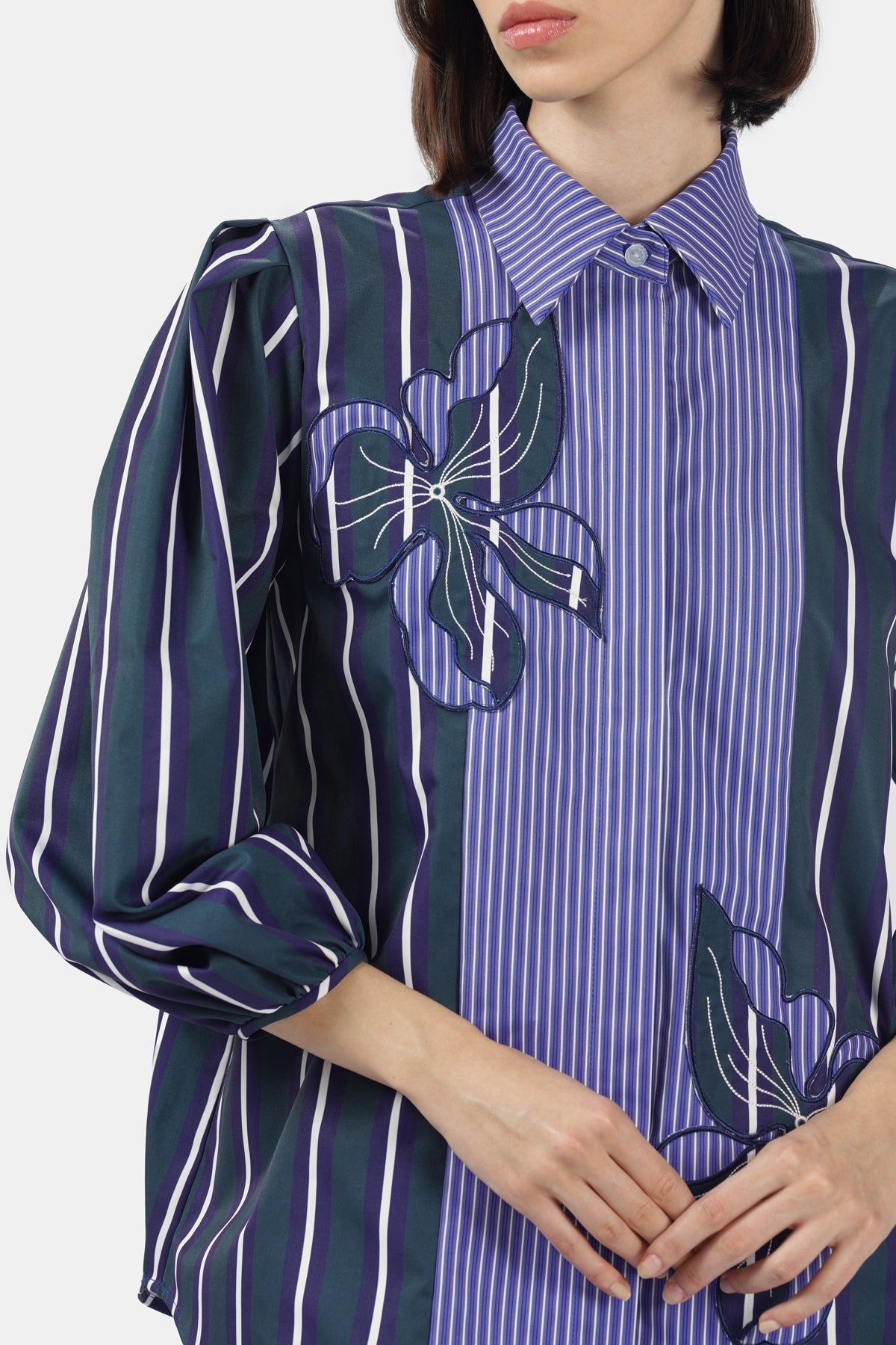 Tanisha Embroidery Shirt - Deep Ocean