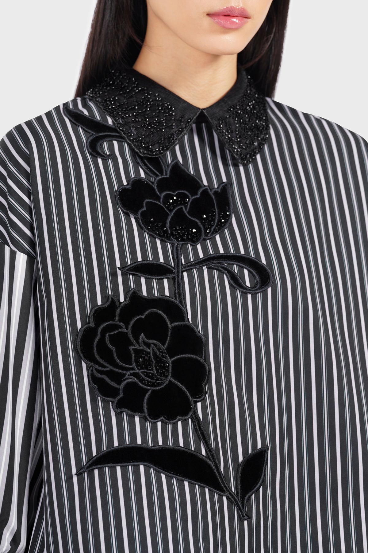 Thalassa Embroidery Shirt - Black