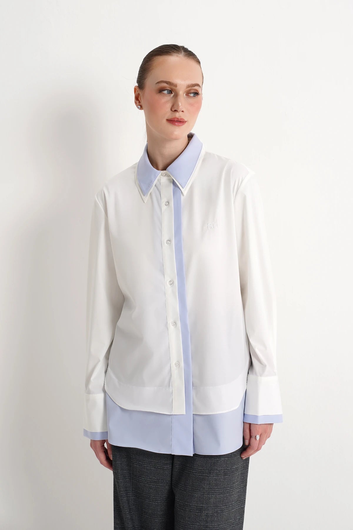 Thalia Two Tone Shirt - White