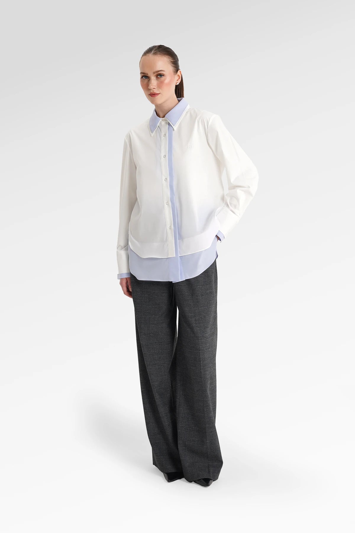 Thalia Two Tone Shirt - White