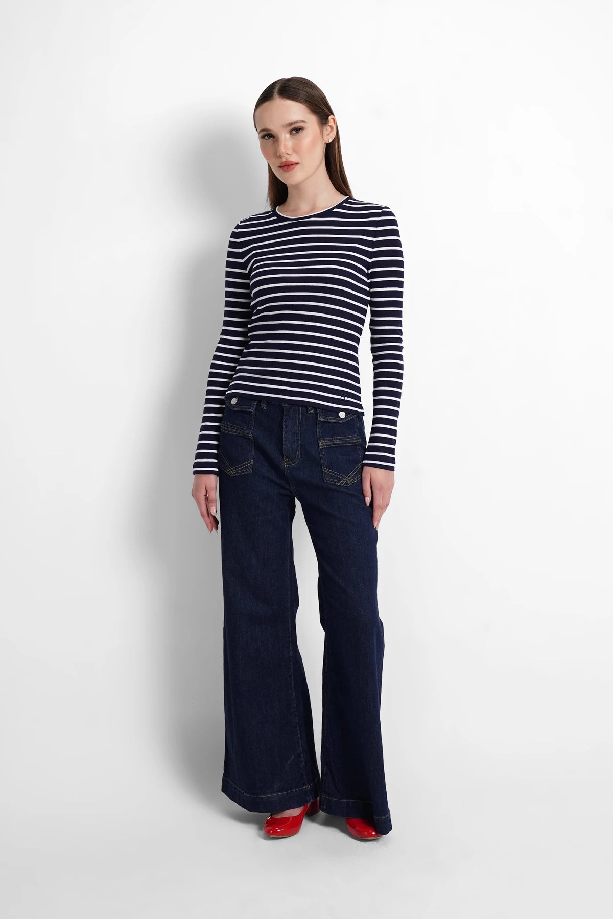 Tiana Top - Navy/White