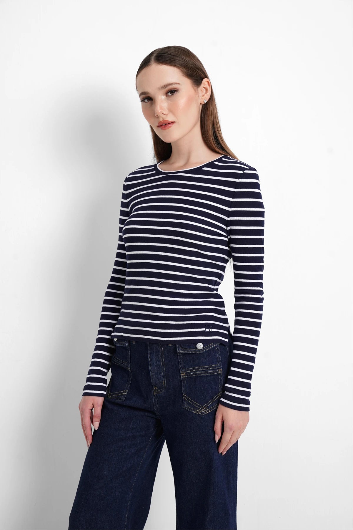 Tiana Top - Navy/White