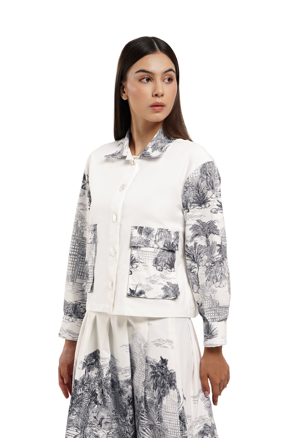 Toile Memoirs Crop Shirt - Cloud