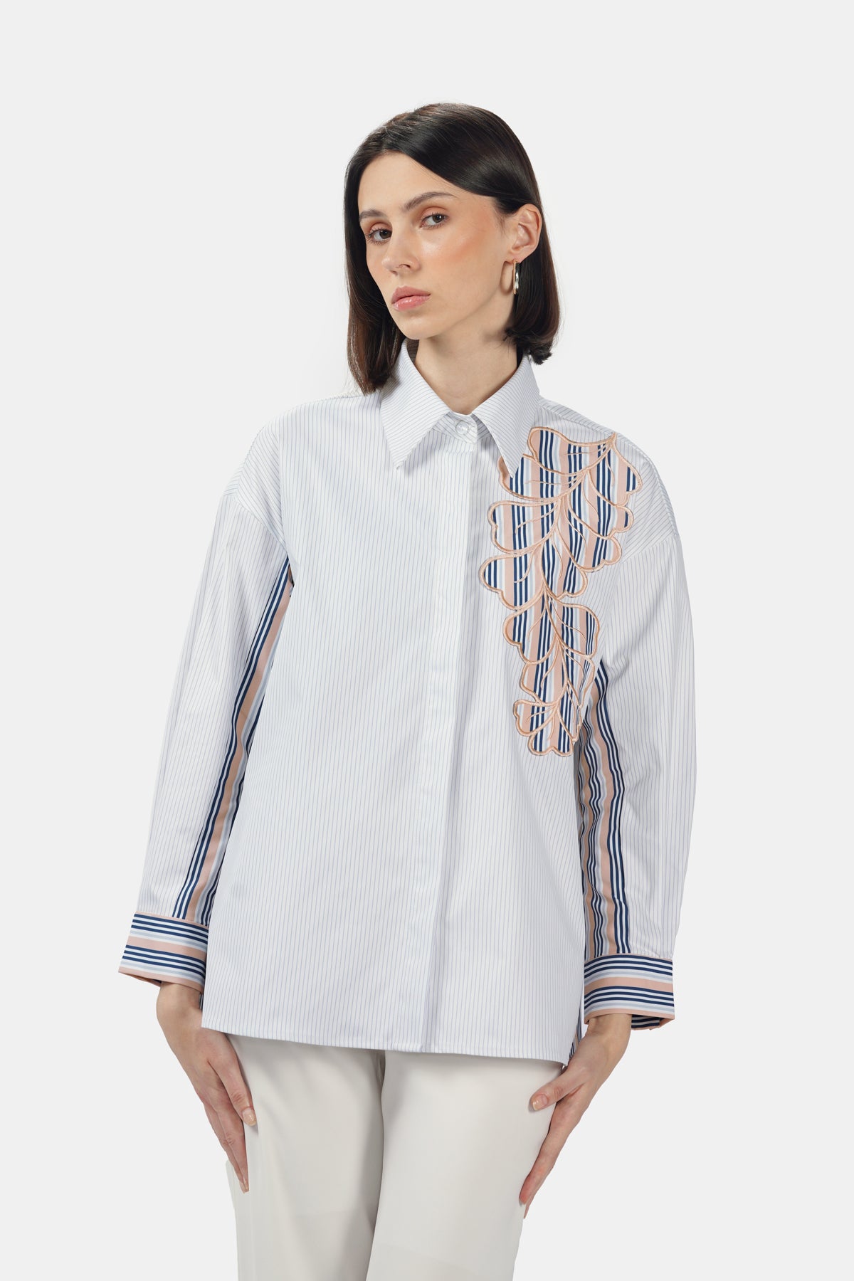 Valeska Embroidery Shirt - Sky Blue