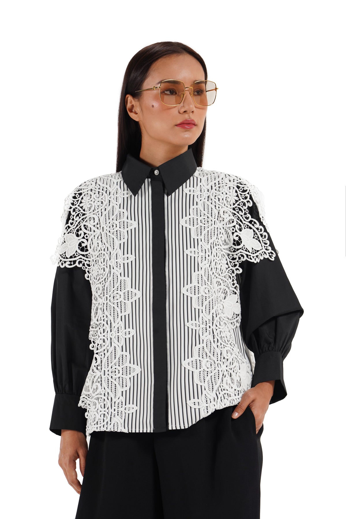 Vellara Lace Shirt - Monochrome