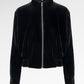 Velvet Zip Up Jacket - Black