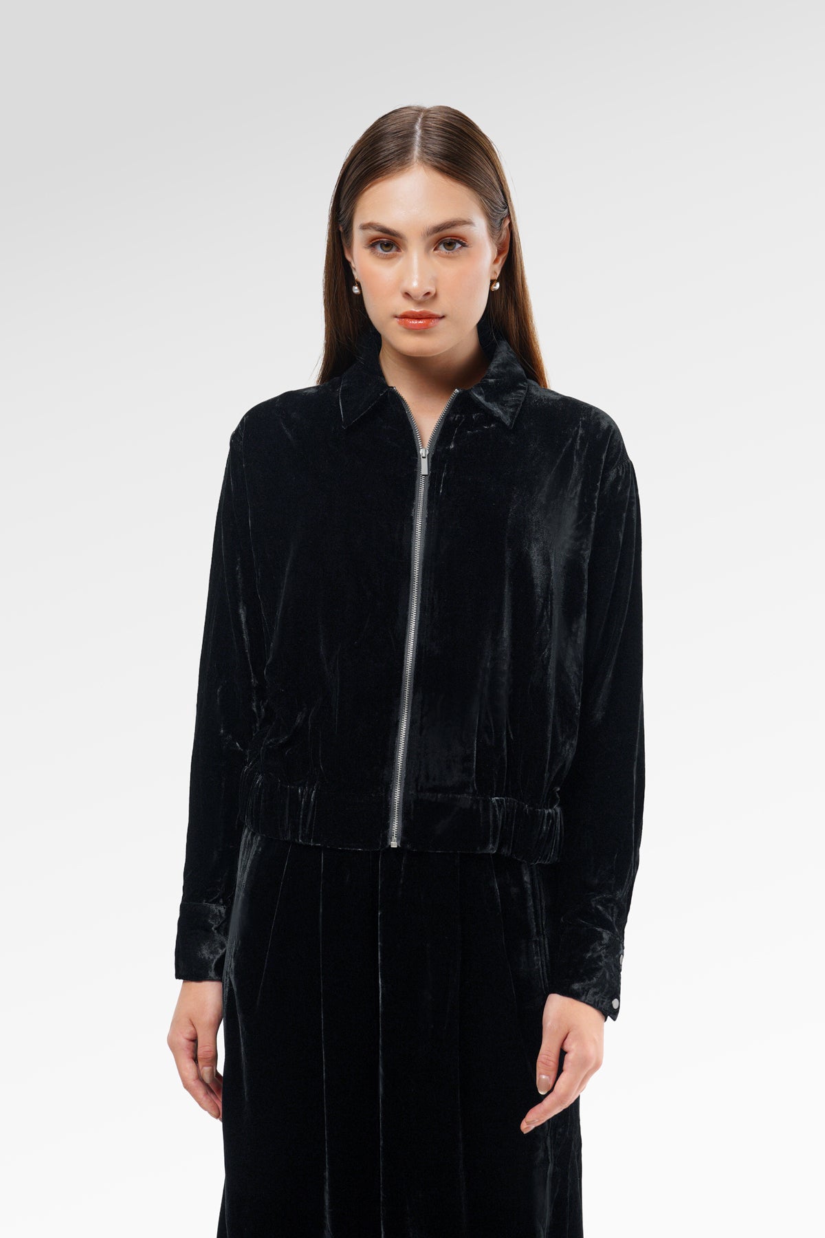 the virgins velvet track zip-up ブラック Velvet Zip Up Jacket - Black – Benang Jarum
