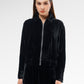 Velvet Zip Up Jacket - Black