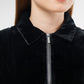 Velvet Zip Up Jacket - Black