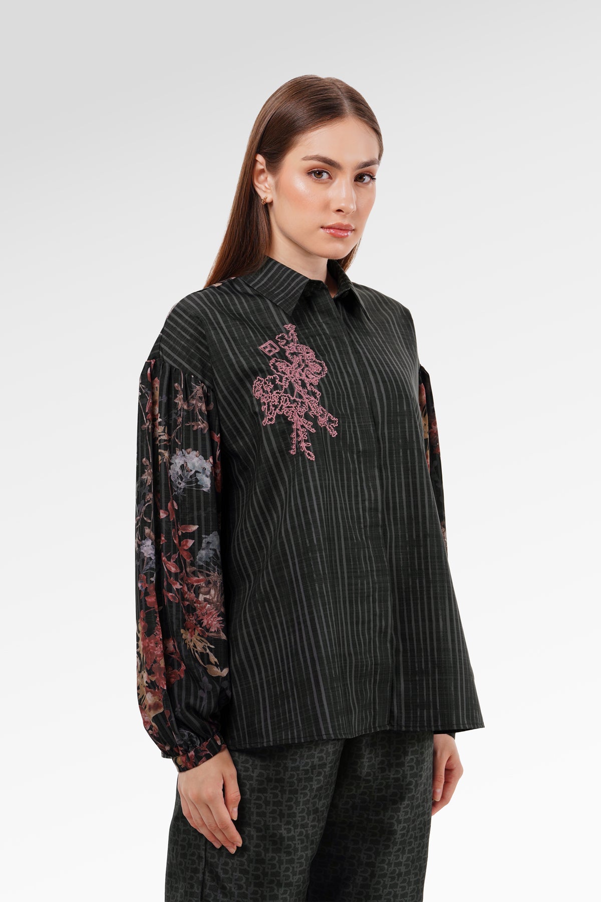 Viola Embroidery Shirt - Dark Viola – Benang Jarum