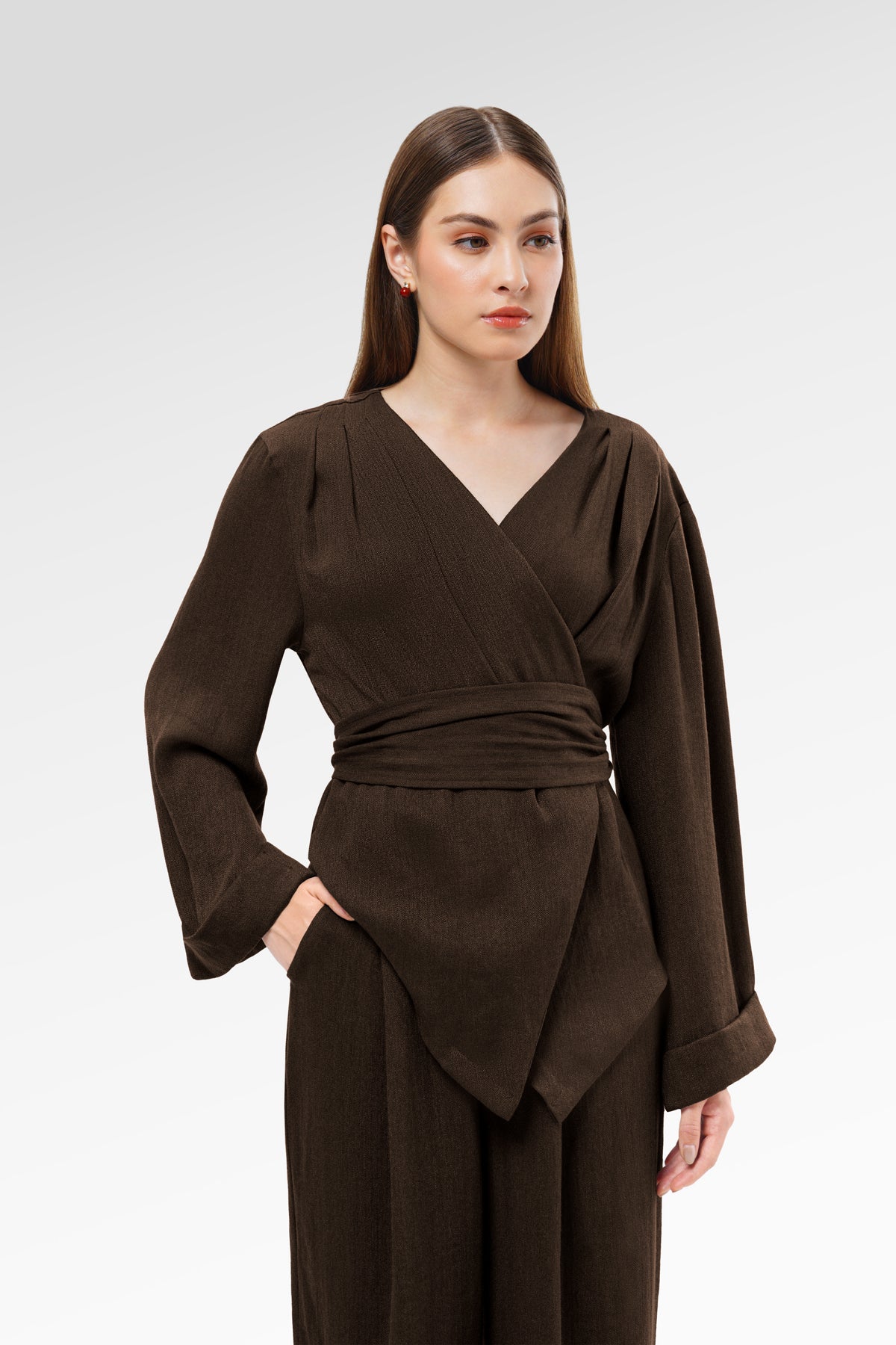 Viona Wrap Outer - Dark Brown