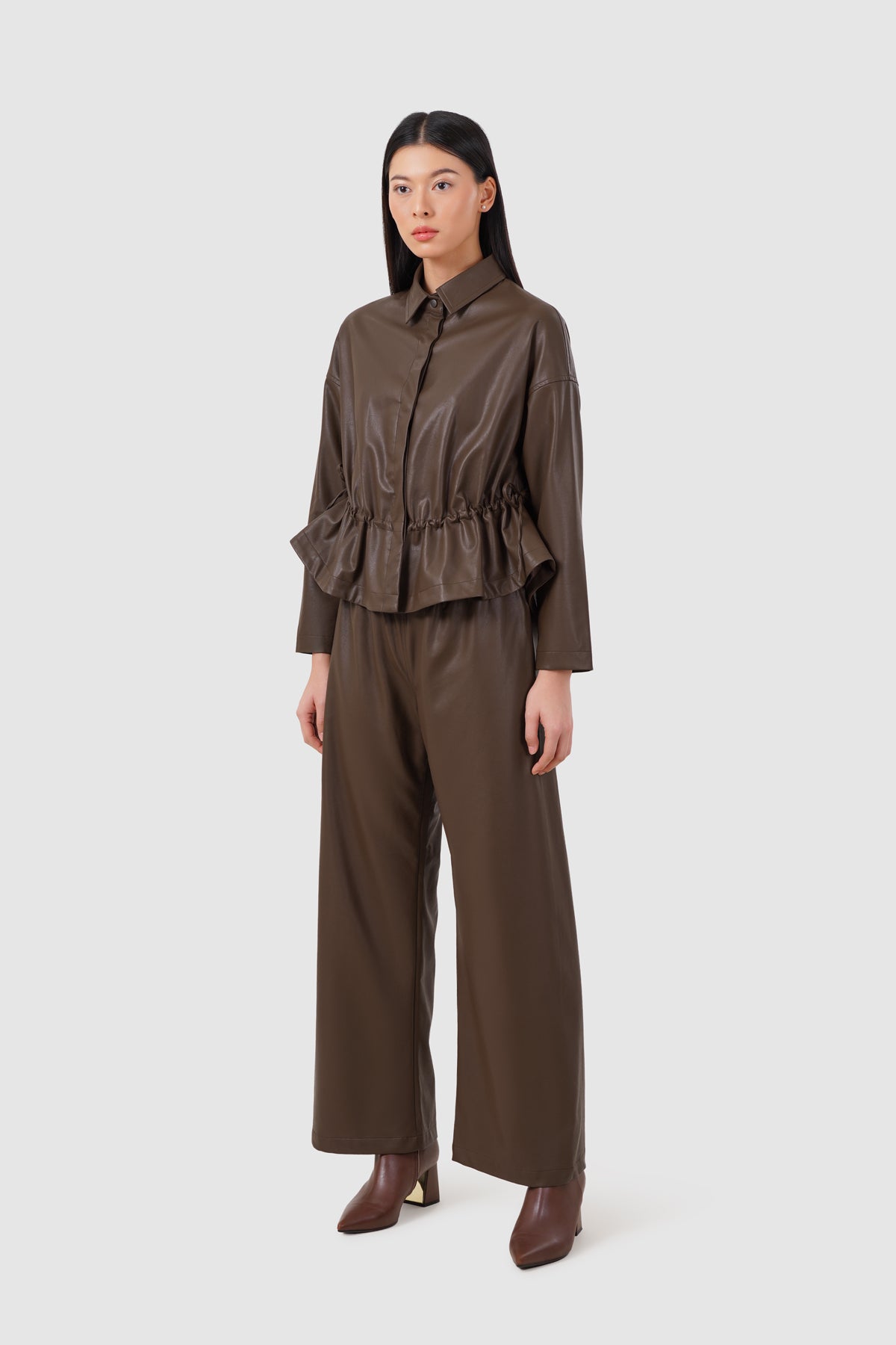 Waverly Leather Shirt - Brown