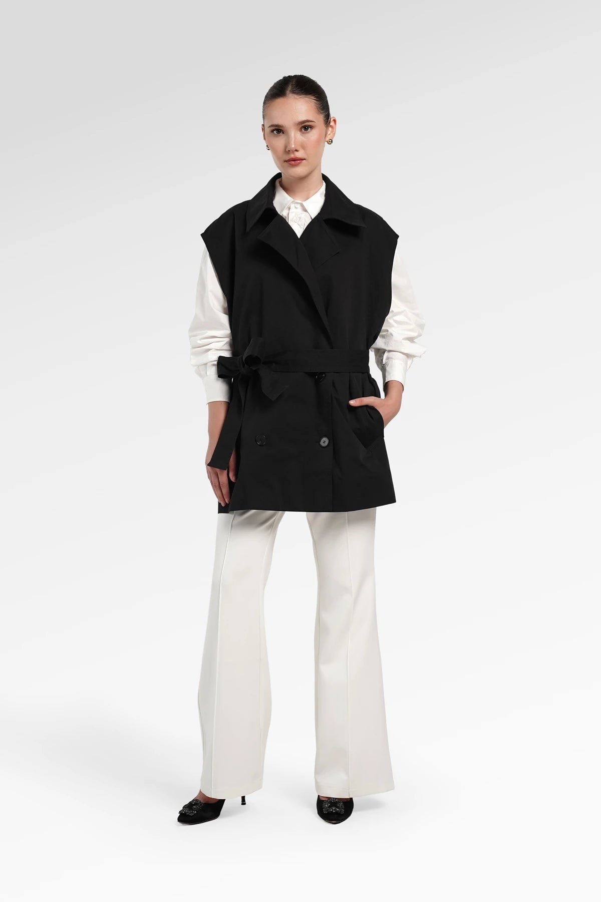 Yoona Trench Vest - Black