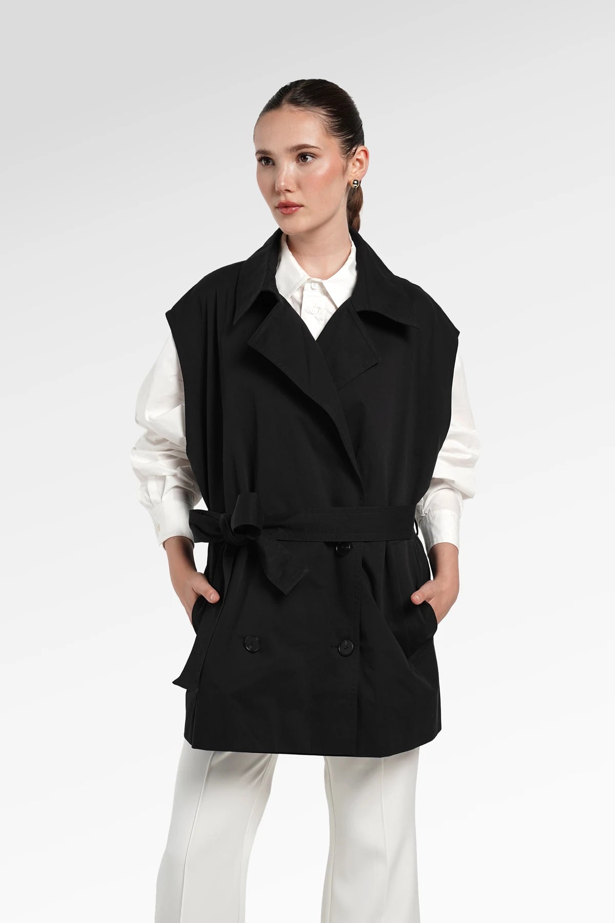 Yoona Trench Vest - Black