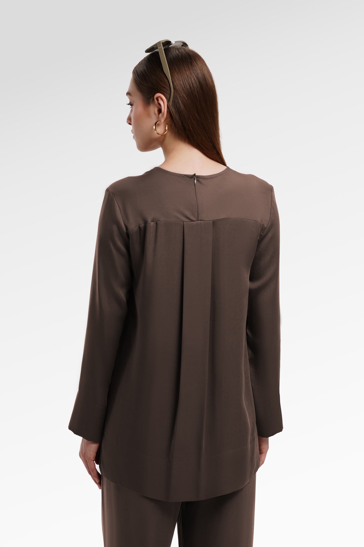 Zea Side Slit Blouse - Dark Taupe