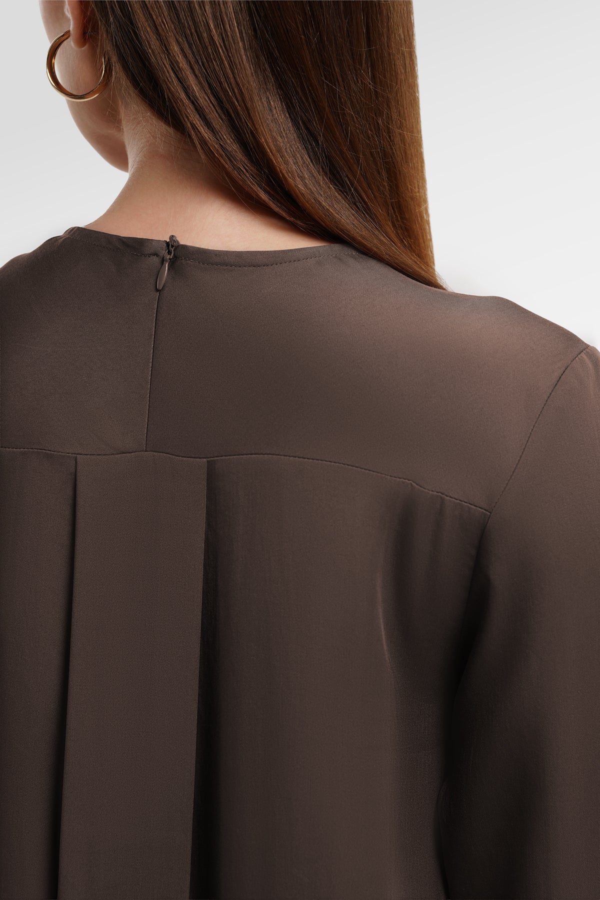 Zea Side Slit Blouse - Dark Taupe