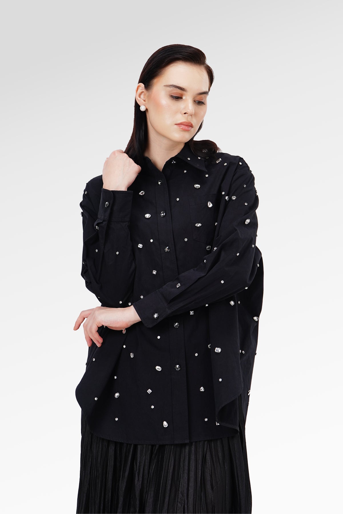 Zelena Beads Shirt - Black