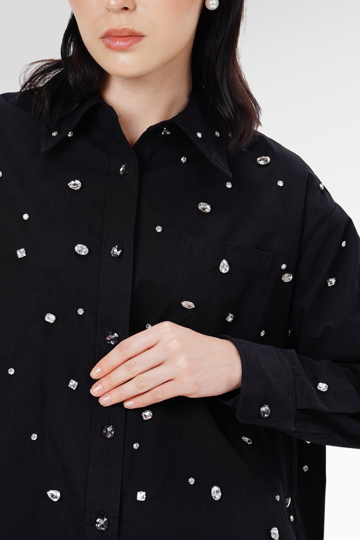 Zelena Beads Shirt - Black