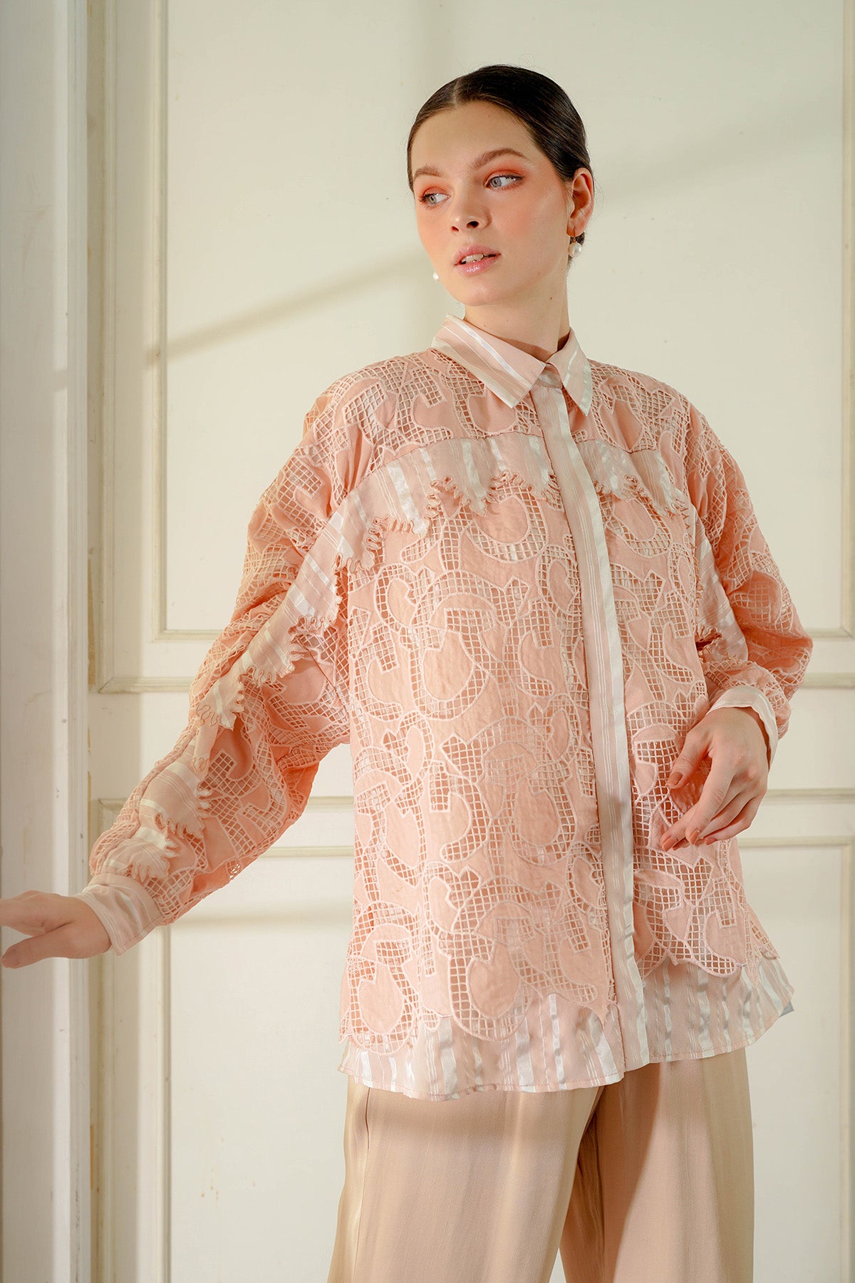 Freya Lace Shirt - Pink