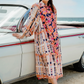 Tropicolors Midi Dress with Pleats - Orange