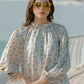 Monogram Gathered Blouse - Beige