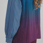 Harmony in Stripe Back Pleated Shirt - Maroon Navy