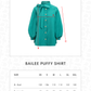 Bailee Puffy Shirt - Teal Green