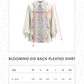 Blooming Eid Back Pleated Shirt - Blue Bell