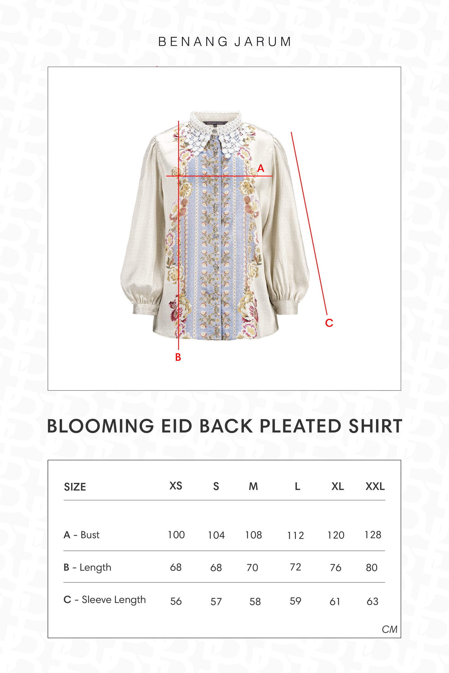Blooming Eid Back Pleated Shirt - Blue Bell
