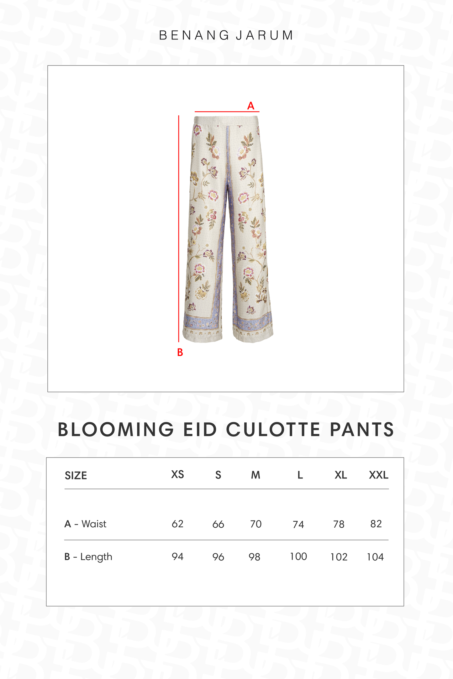 Blooming Eid Cullote Pants - Blue Bell