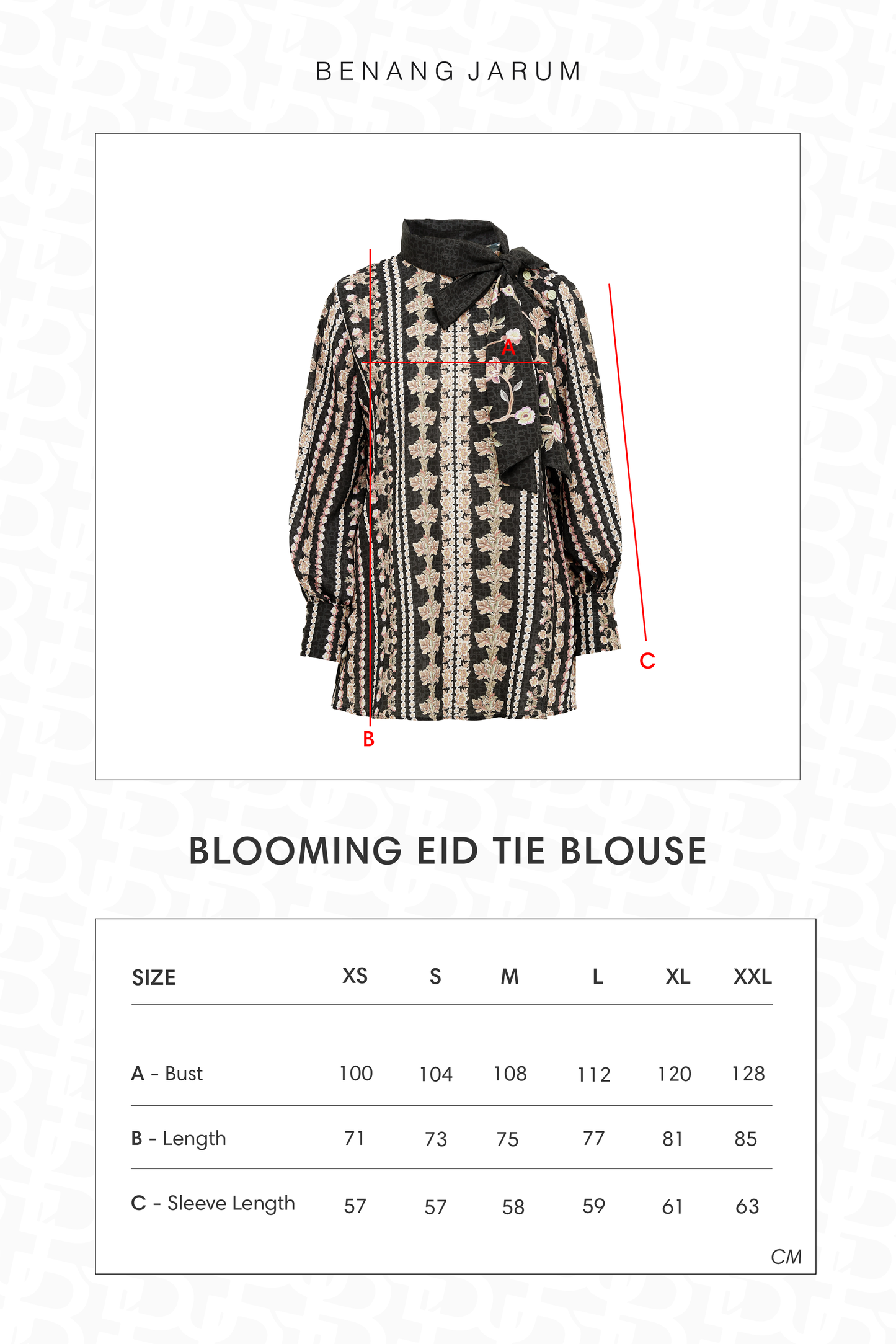 Blooming Eid Tie Blouse - Black Iris