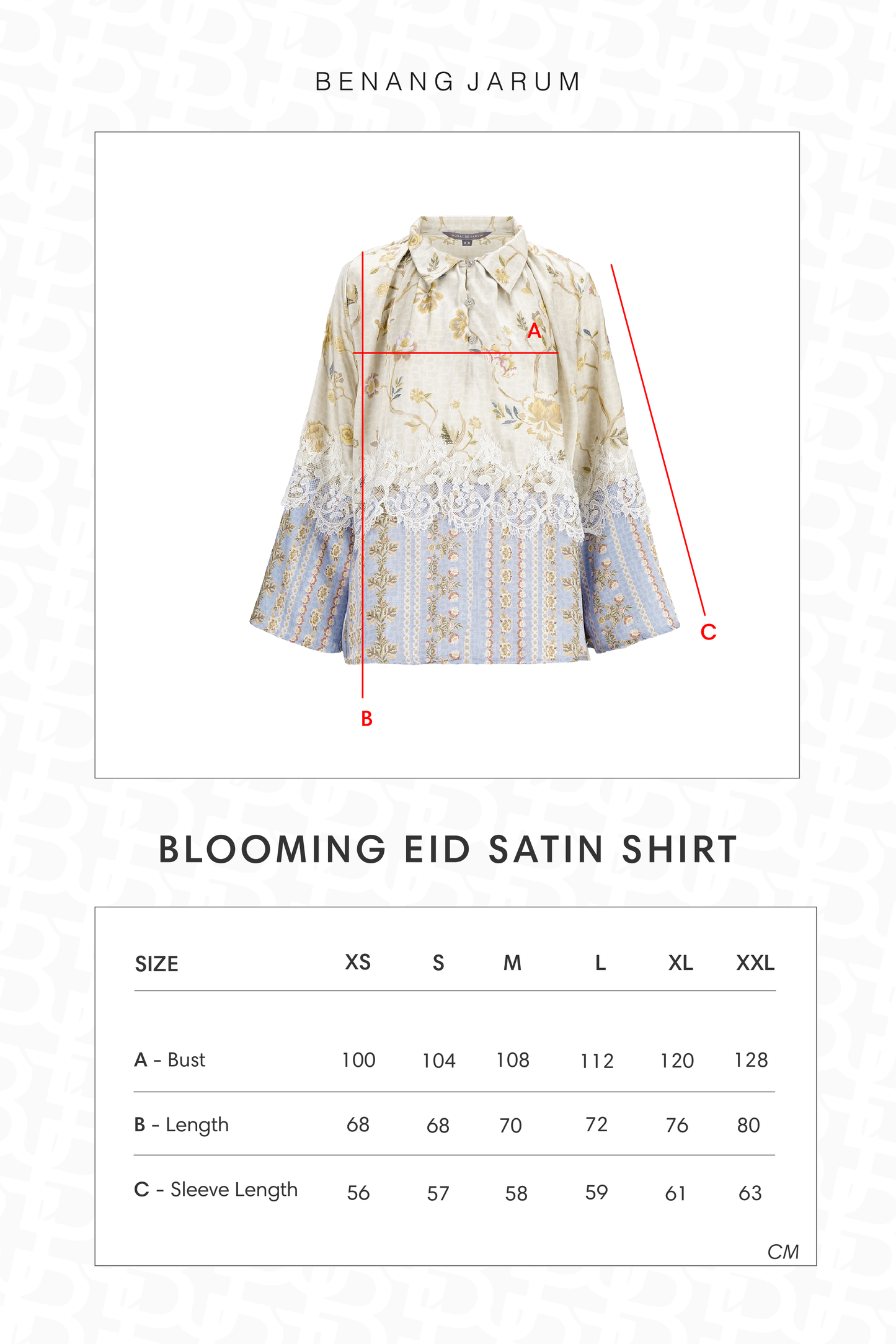 Blooming Eid Satin Shirt - Blue Bell