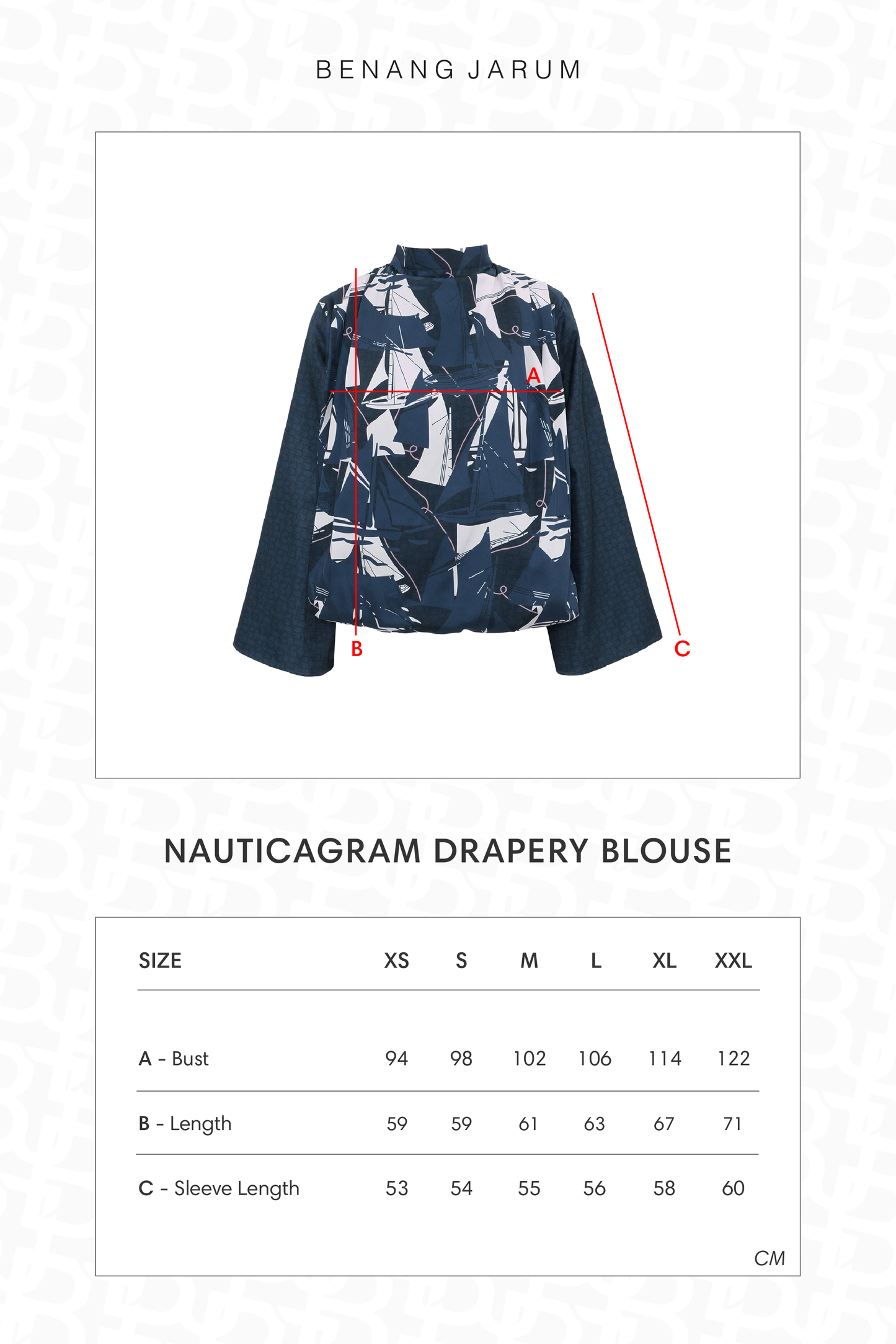 Nauticagram Drapery Blouse - Ocean