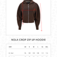 Nola Crop Zip Up Hoodie - Brown
