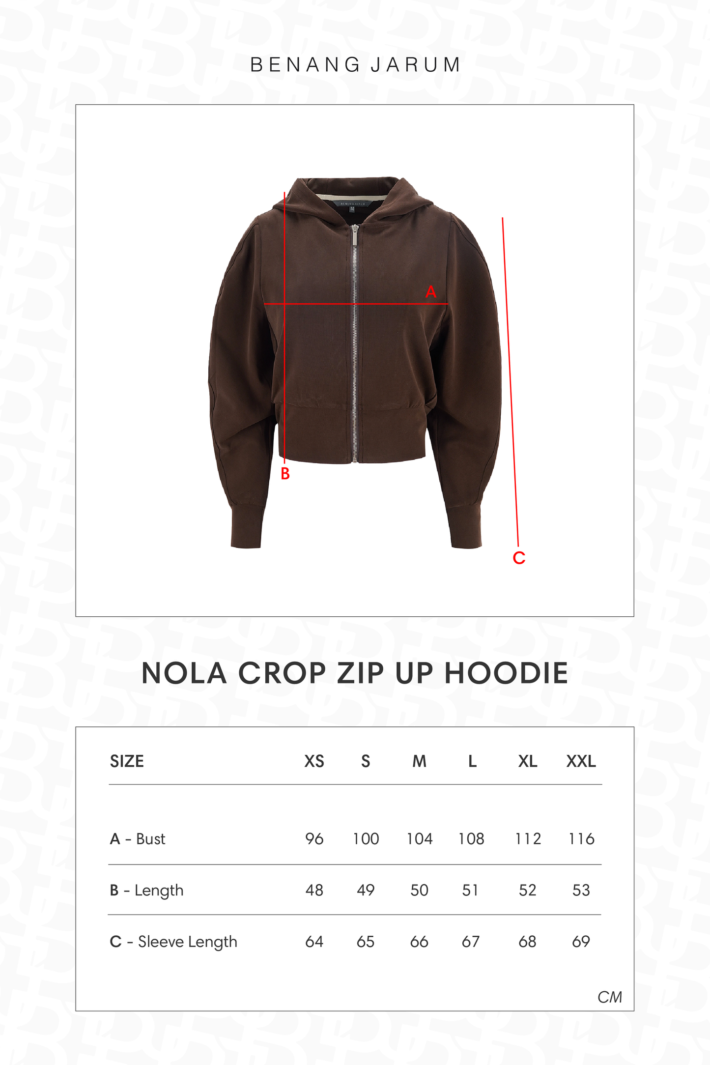Nola Crop Zip Up Hoodie - Brown